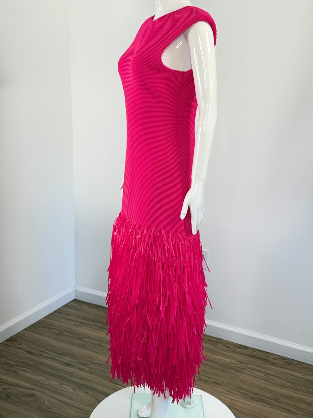 Aje Rushes Raffia Midi Dress Pink Large NWT RARE - Picture 10 of 13